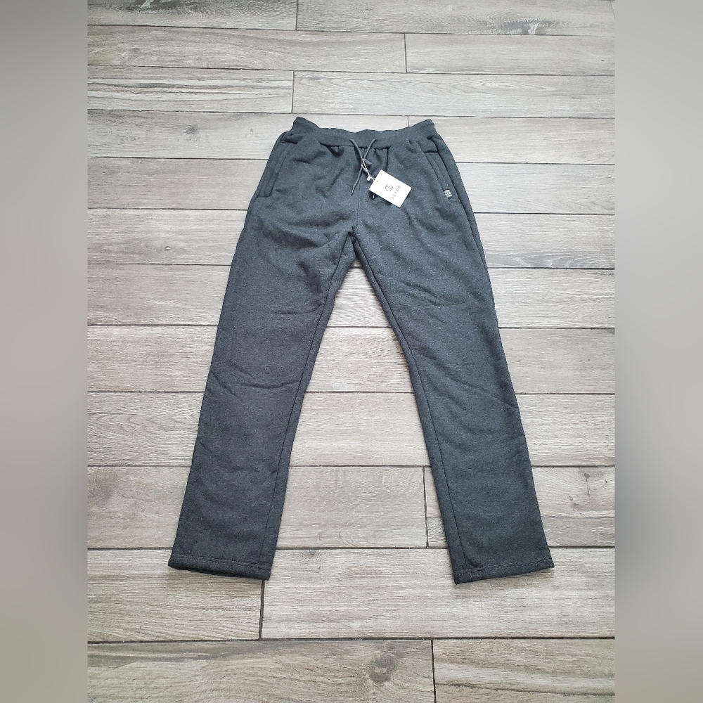 FLYGO 100% polyester dark gray sherling faux fur heavy thick pull-on joggers